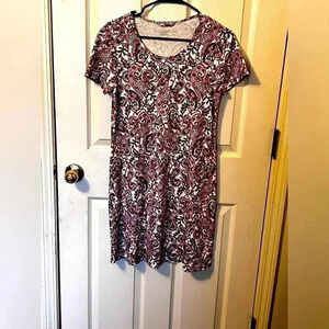 EUC Lands End Argyle  Cap Sleeve 100% Cotton T-shirt Dress Size XS Spring Pretty
